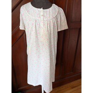 Vintage Floral Short Sleeve Nightgown Fundamentals Size M Pink & Blue Flowers